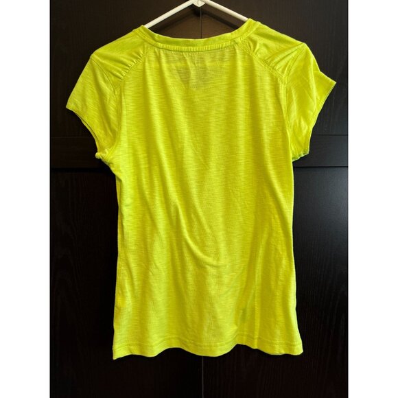 Title Nine Short Sleeve Matahari Neon Yellow Shirt Medium V-Neck Athletic Golf - Picture 2 of 8